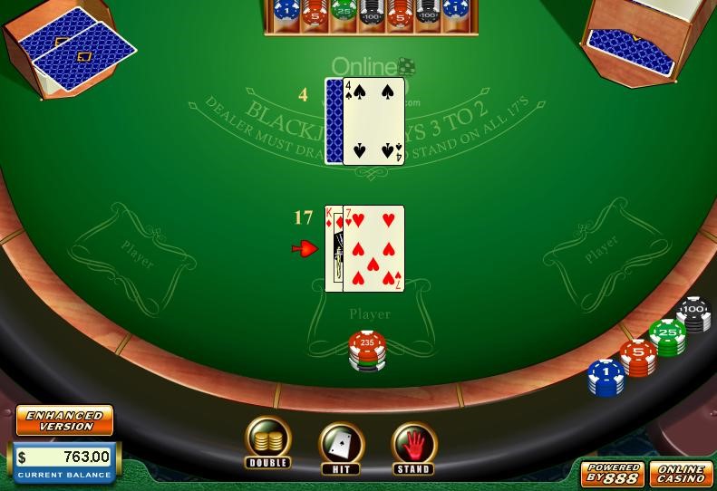 A typical online blackjack table
